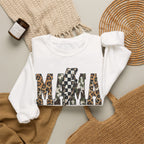 Neutral Street Style MAMA Sweatshirt | Leopard & Camouflage Lightning Bolt Graphic | Cozy Mom Crewneck