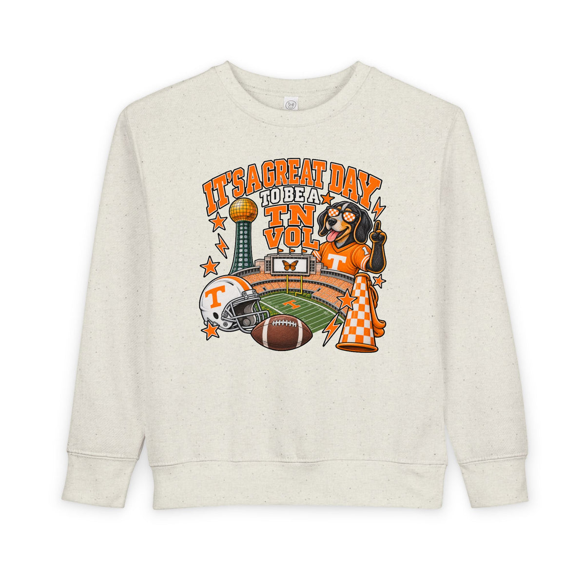 Toddler Sweatshirt - "It's a Great Day to Be a Vol" Football Stadium Mascot Design
