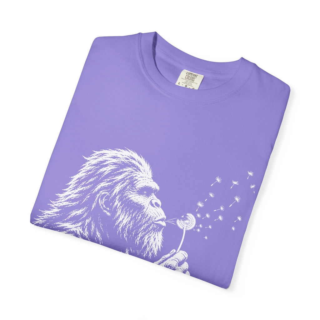 Bigfoot Dandelion T-Shirt — Whimsical Sasquatch Graphic Tee