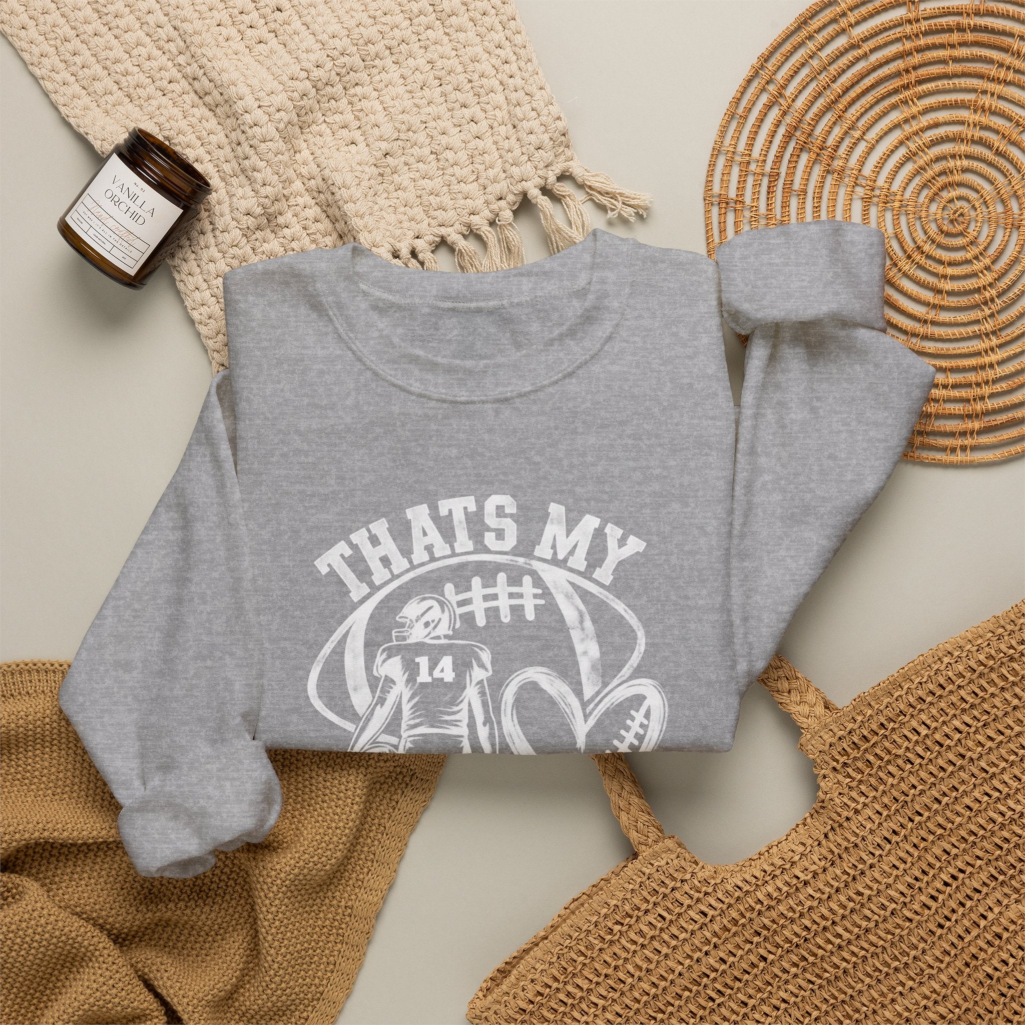 Personlizable Football Crewneck Sweatshirt - "That’s My Heart on the Field" Design