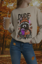 Fall Raccoon Sweatshirt - "Dude I Love Fall" Cozy Autumn GIldan sweatshirt