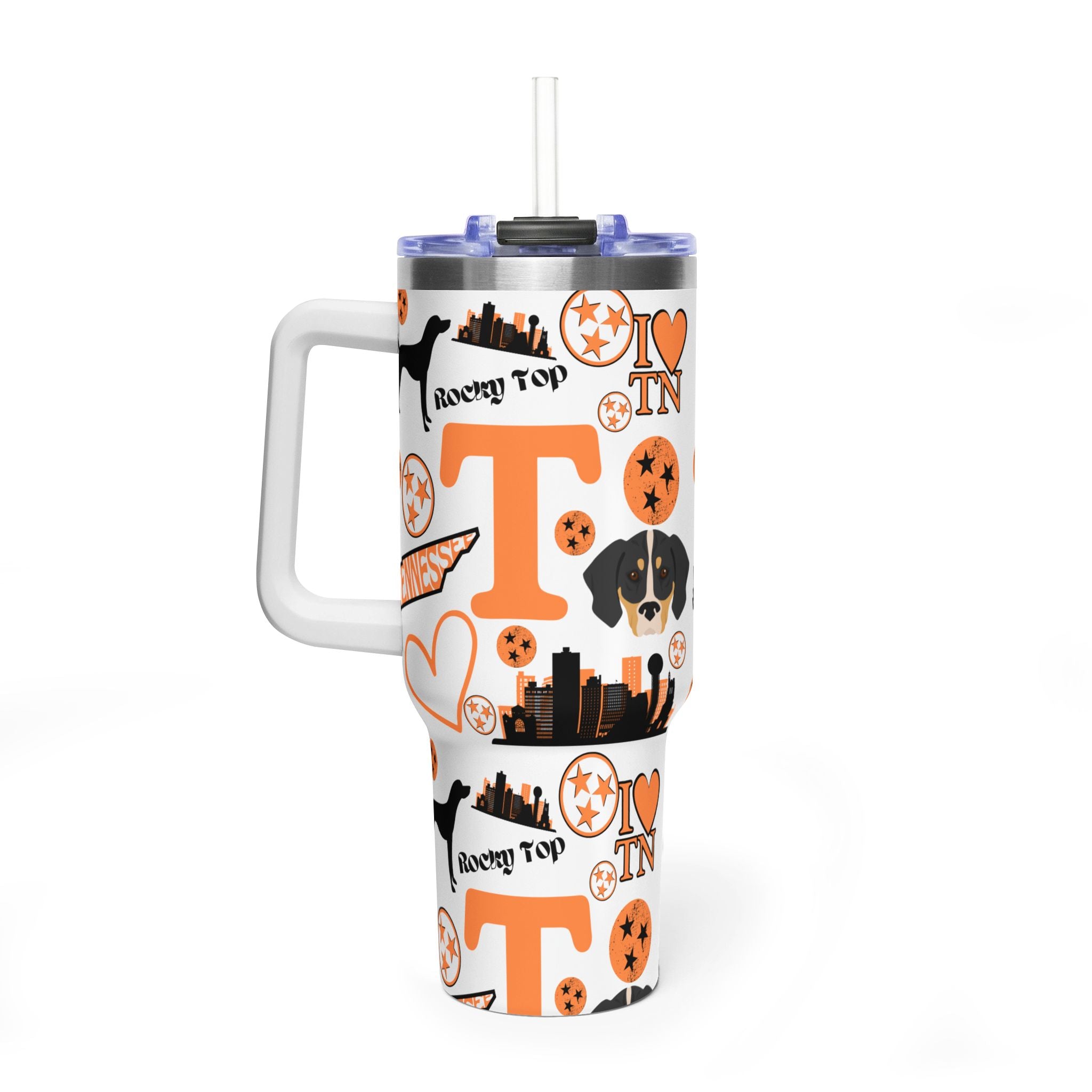 Tennessee Vols Collage 40oz Tumbler | Dog, Heart, City Icons TN fan cup