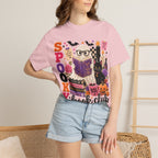 Spooky Book Club T-shirt | Halloween Reading Cat Owl Pumpkin
