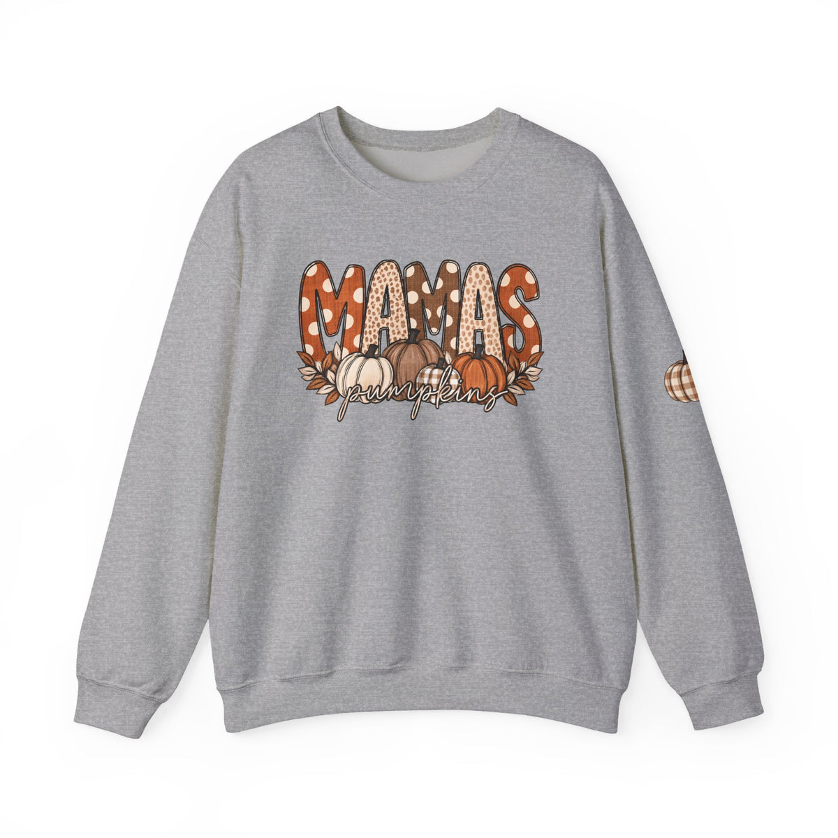 Mamas Pumpkins Personalized sleeve with name Crewneck Sweatshirt