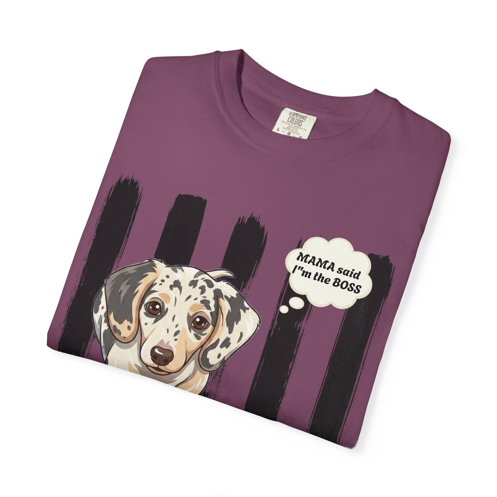 Comfort Colors “Mama Said I’m the Boss” Dachshund Shirt | Funny Dog Graphic Tee