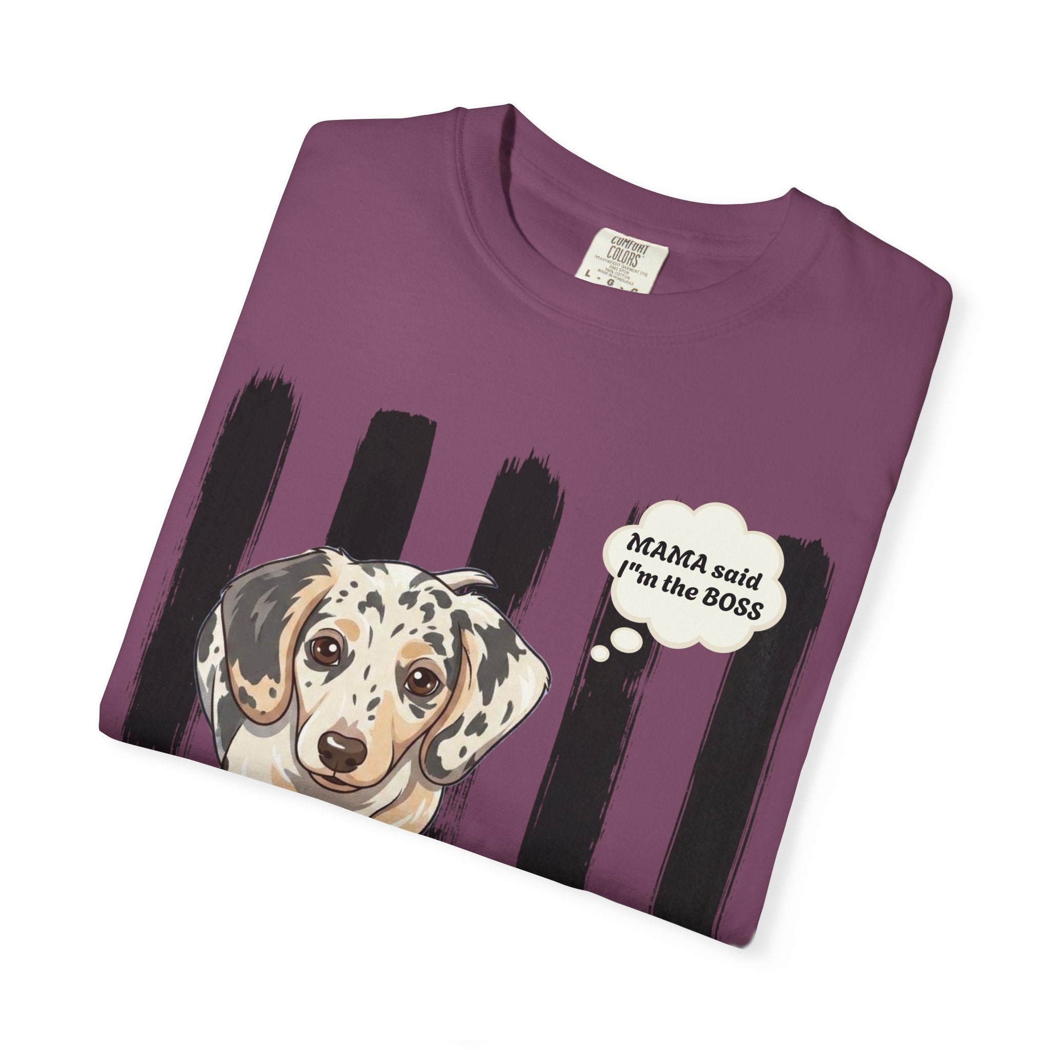 Comfort Colors “Mama Said I’m the Boss” Dachshund Shirt | Funny Dog Graphic Tee