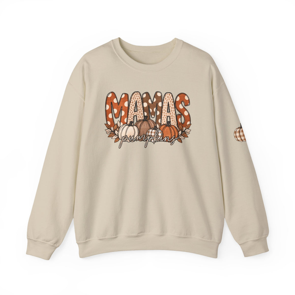 Mamas Pumpkins Personalized sleeve with name Crewneck Sweatshirt
