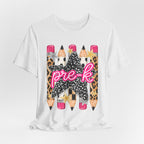 Pre-K Star Pencil T-Shirt — Cute Leopard School Teacher Tee