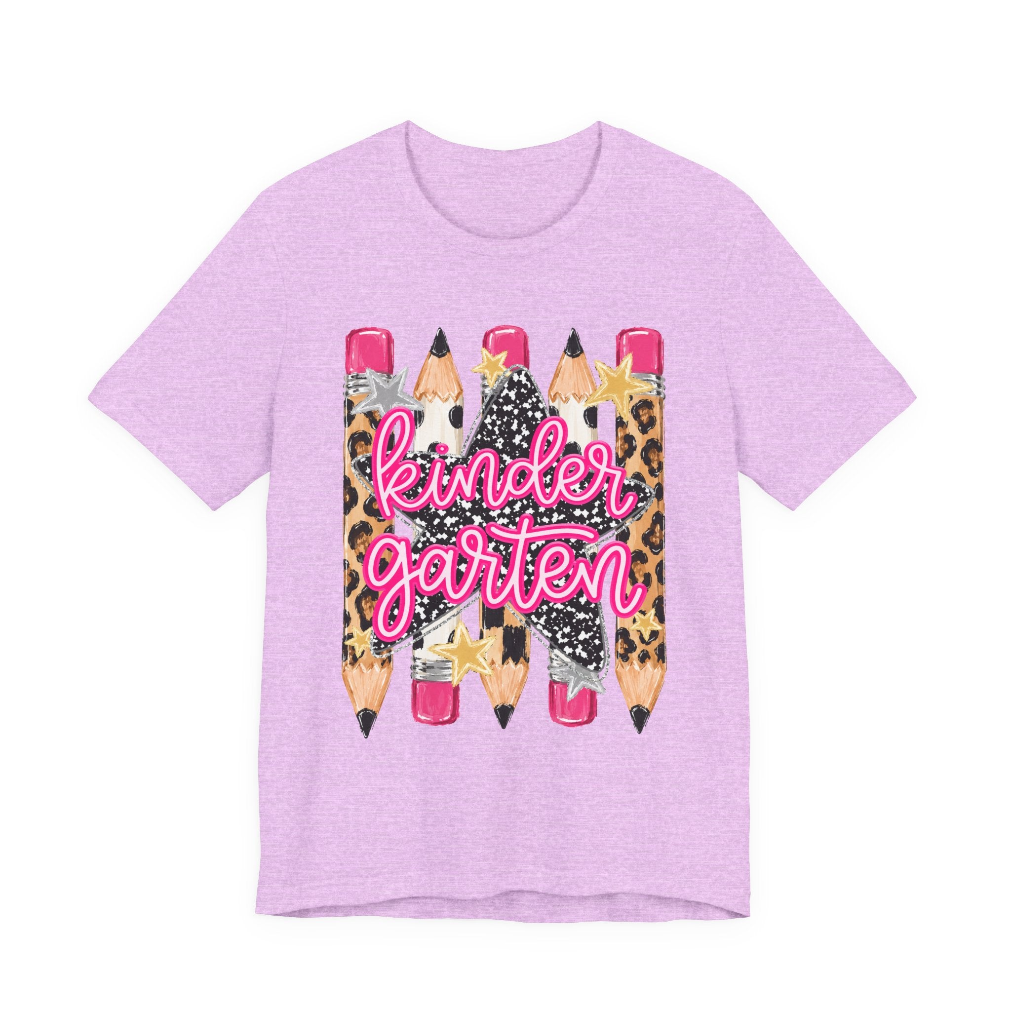 Kindergarten Pencils T-Shirt — Cute Leopard Print School Tee