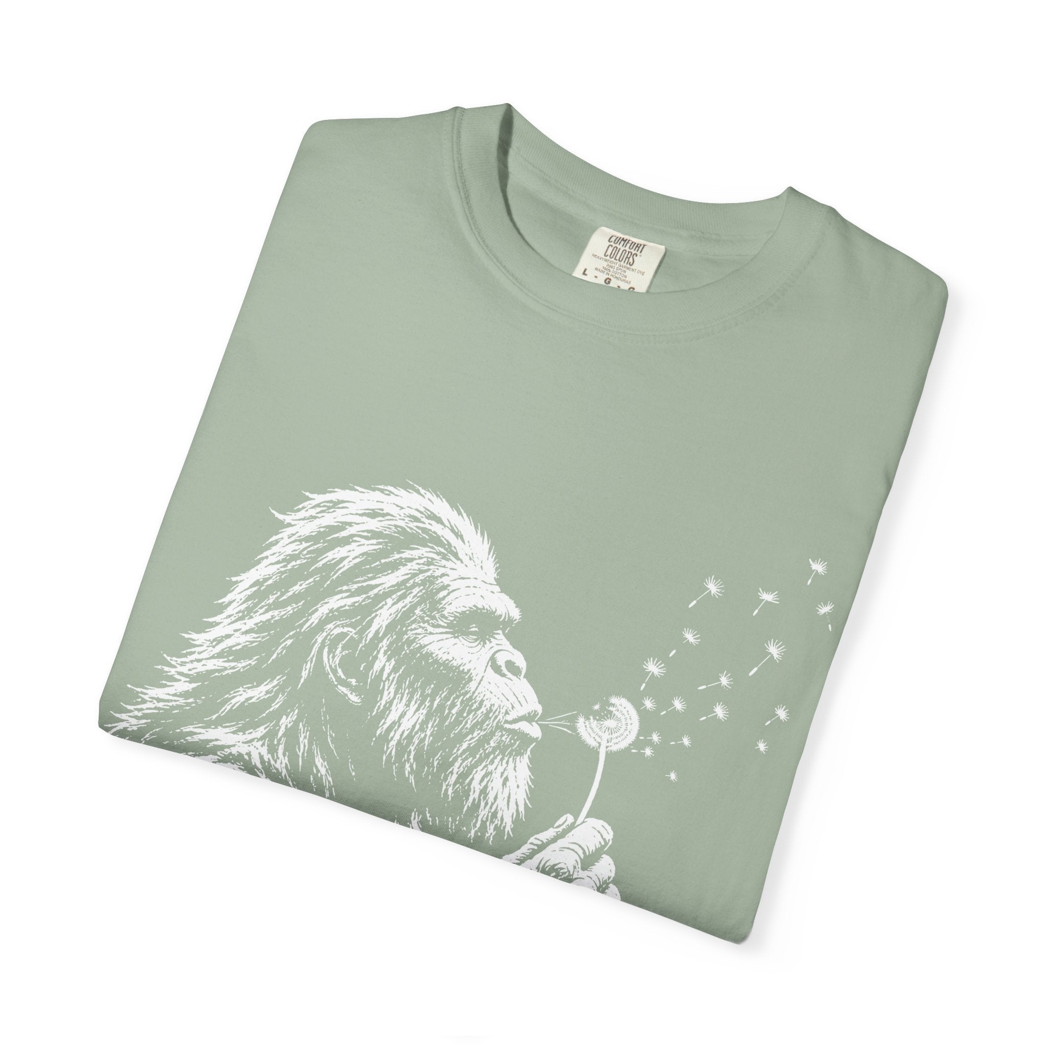 Bigfoot Dandelion T-Shirt — Whimsical Sasquatch Graphic Tee