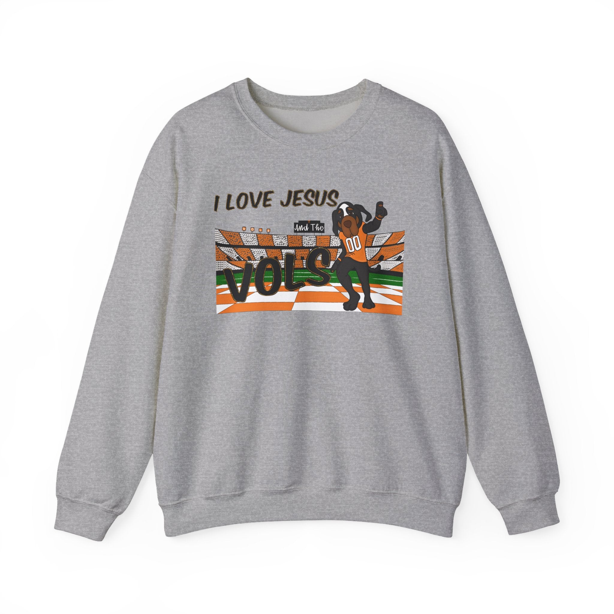 I Love Jesus and Tennessee Vols football, Crewneck Sweatshirt | Christian Faith Graphic