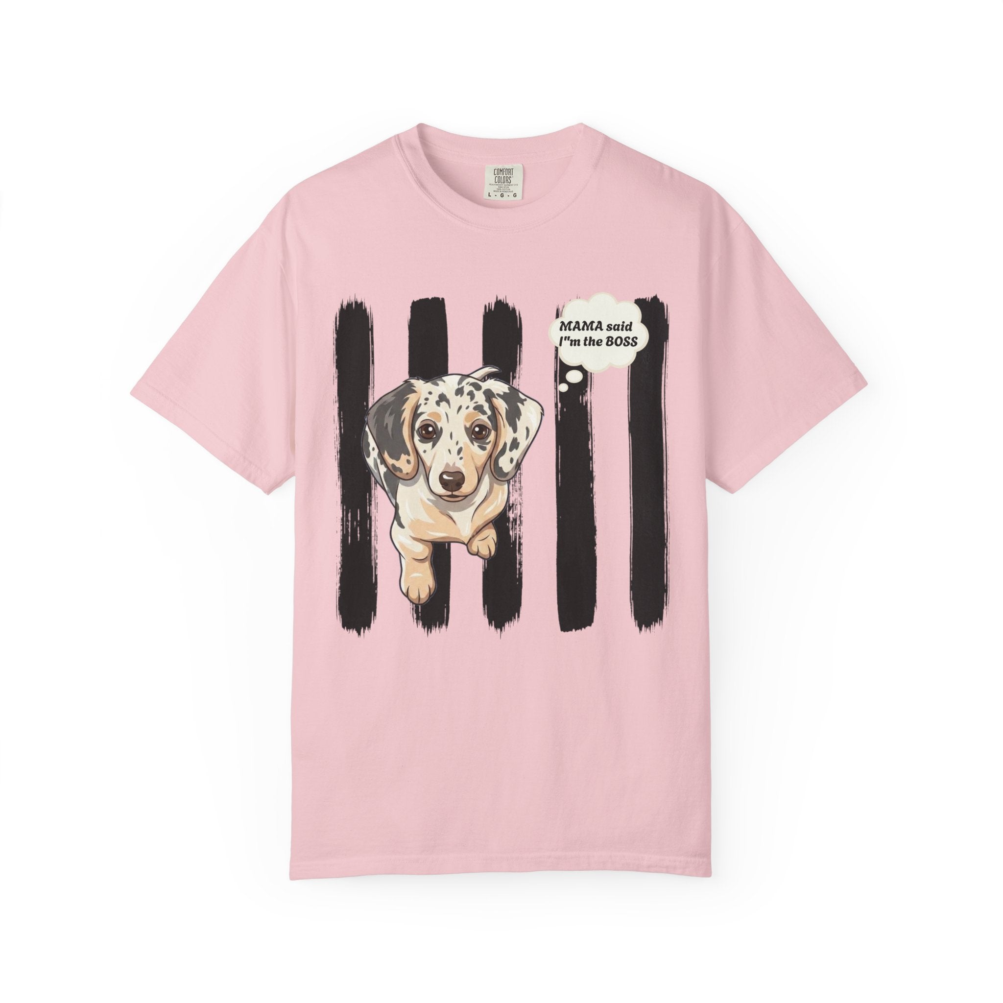 Comfort Colors “Mama Said I’m the Boss” Dachshund Shirt | Funny Dog Graphic Tee