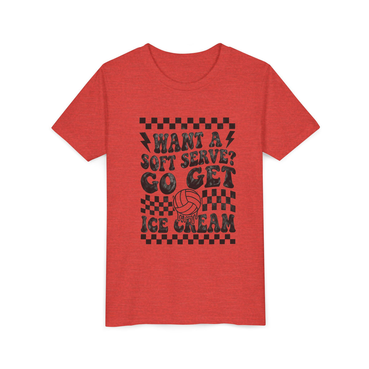 Youth Volleyball humor team tshirt, want a soft serve go get icecream tee