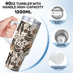 Travel Coffee Mug with Handle and Straw (40oz) BowsBooksCoffeeCheetah