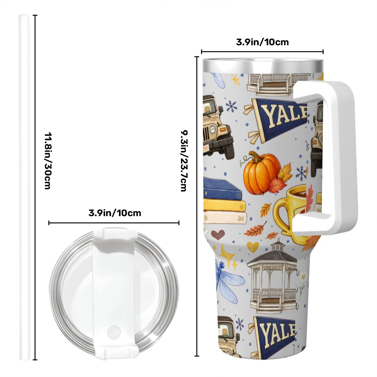 Travel Coffee Mug with Handle and Straw Gilmore Girls Stars Hollow (40oz)