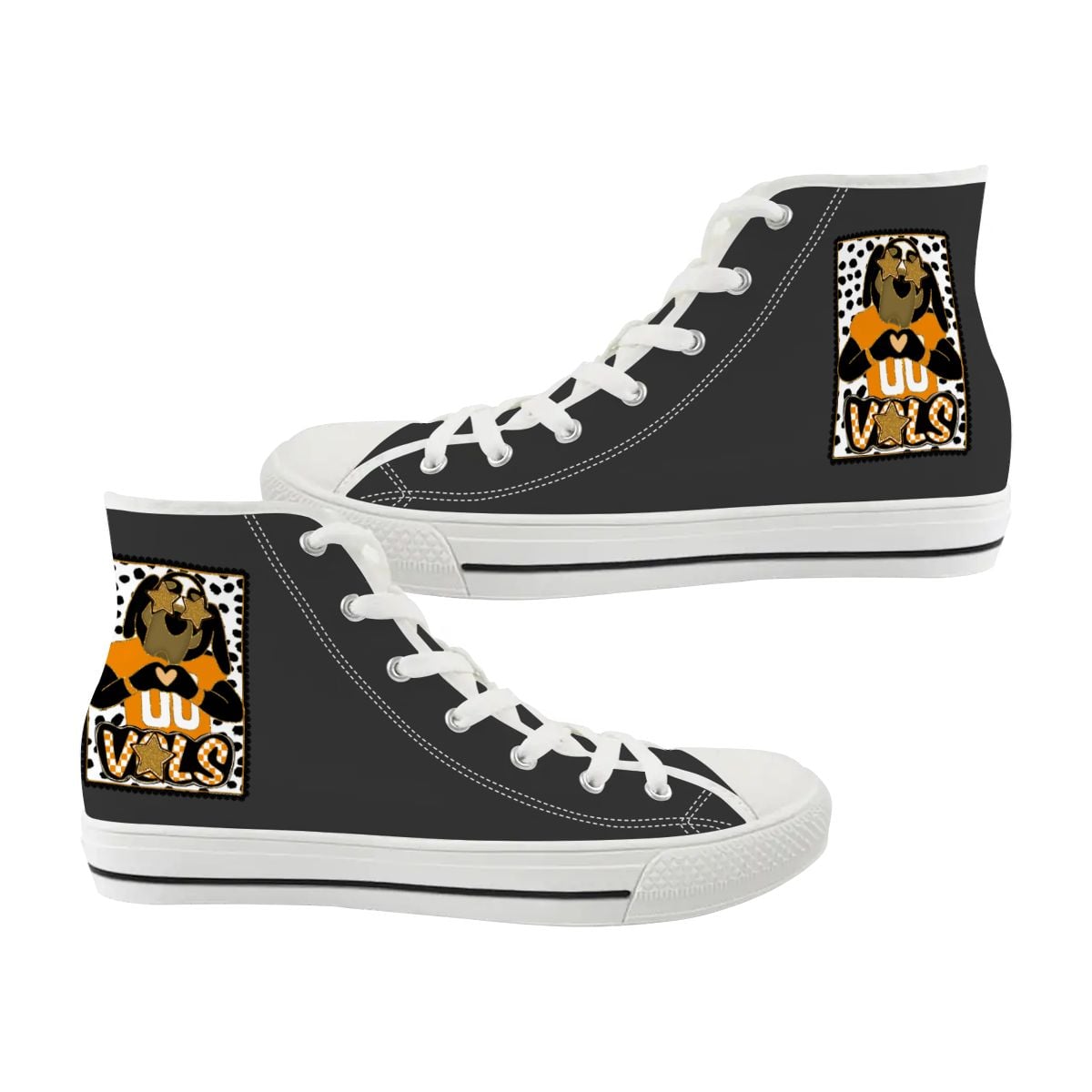 Women's High Top Canvas Shoes Customized Tongue 2 SmokeyPreppyBow Tennessee Vols