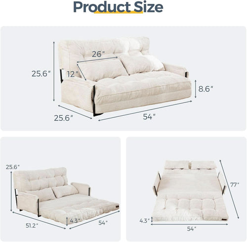 Beige Adjustable Floor Sofa Couch Foldable Sleeper