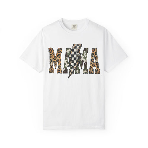 MAMA Lightning Bolt Leopard Check T-Shirt | Mama Tee