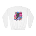 Youth Crewneck Sweatshirt — Sparkly Lip & Emoji cheer is life Graphic Pullover