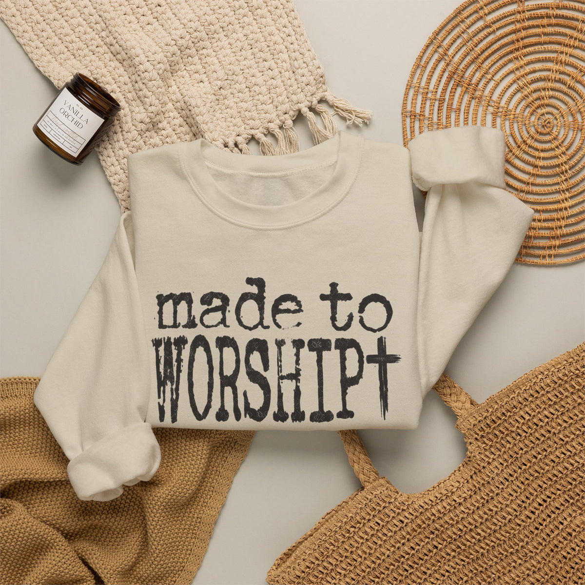 Made to Worship Christan Gildan Crewneck Sweatshirt