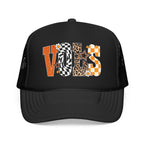 VOLS Foam Trucker Hat — Checker, Leopard & Retro Orange Design