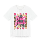 First Grade Pencils Leopard Print Kids Tee