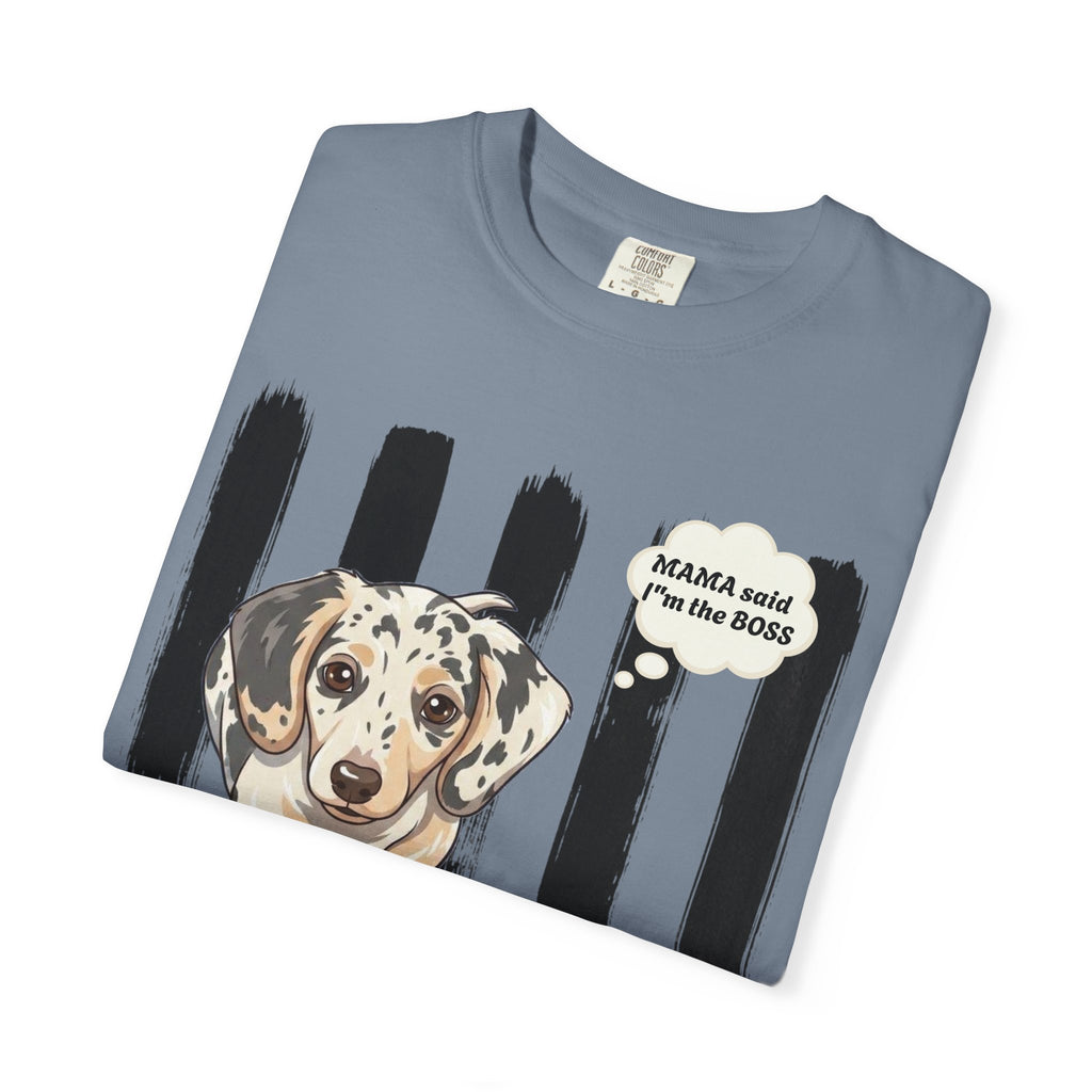 Comfort Colors “Mama Said I’m the Boss” Dachshund Shirt | Funny Dog Graphic Tee