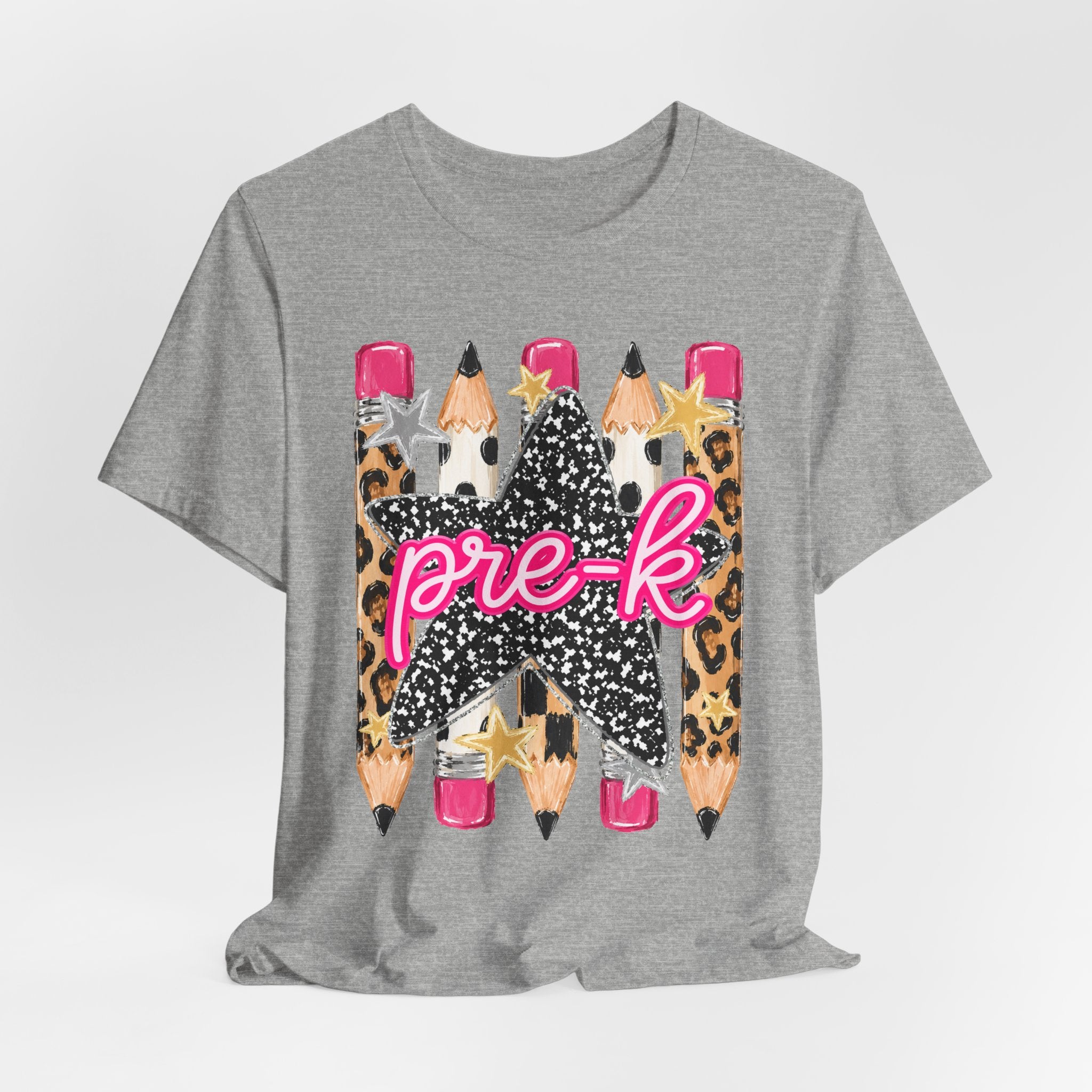 Pre-K Star Pencil T-Shirt — Cute Leopard School Teacher Tee