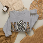 Neutral Street Style MAMA Sweatshirt | Leopard & Camouflage Lightning Bolt Graphic | Cozy Mom Crewneck