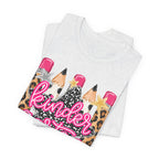 Kindergarten Pencils T-Shirt — Cute Leopard Print School Tee