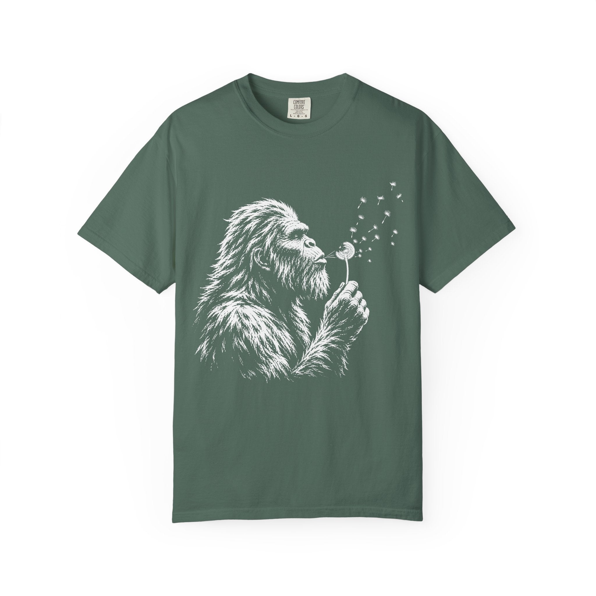Bigfoot Dandelion T-Shirt — Whimsical Sasquatch Graphic Tee