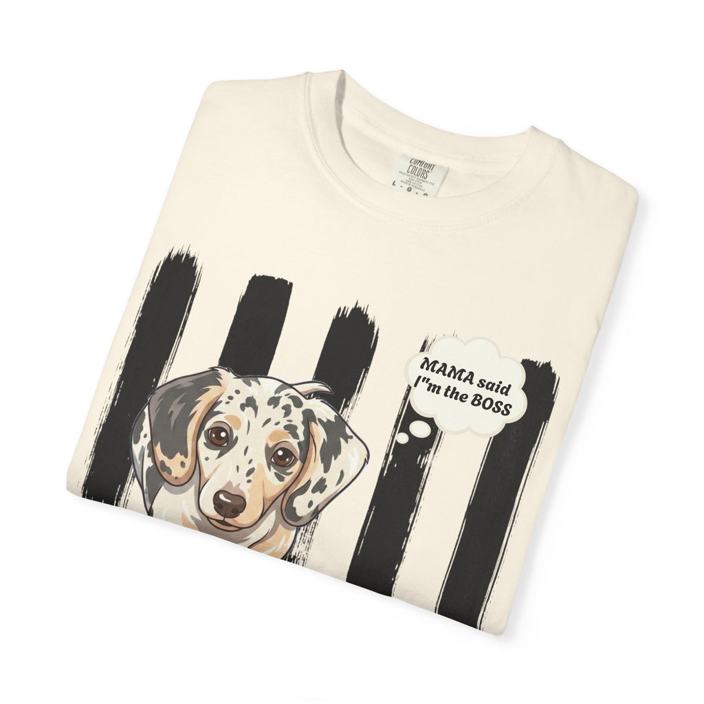 Comfort Colors “Mama Said I’m the Boss” Dachshund Shirt | Funny Dog Graphic Tee
