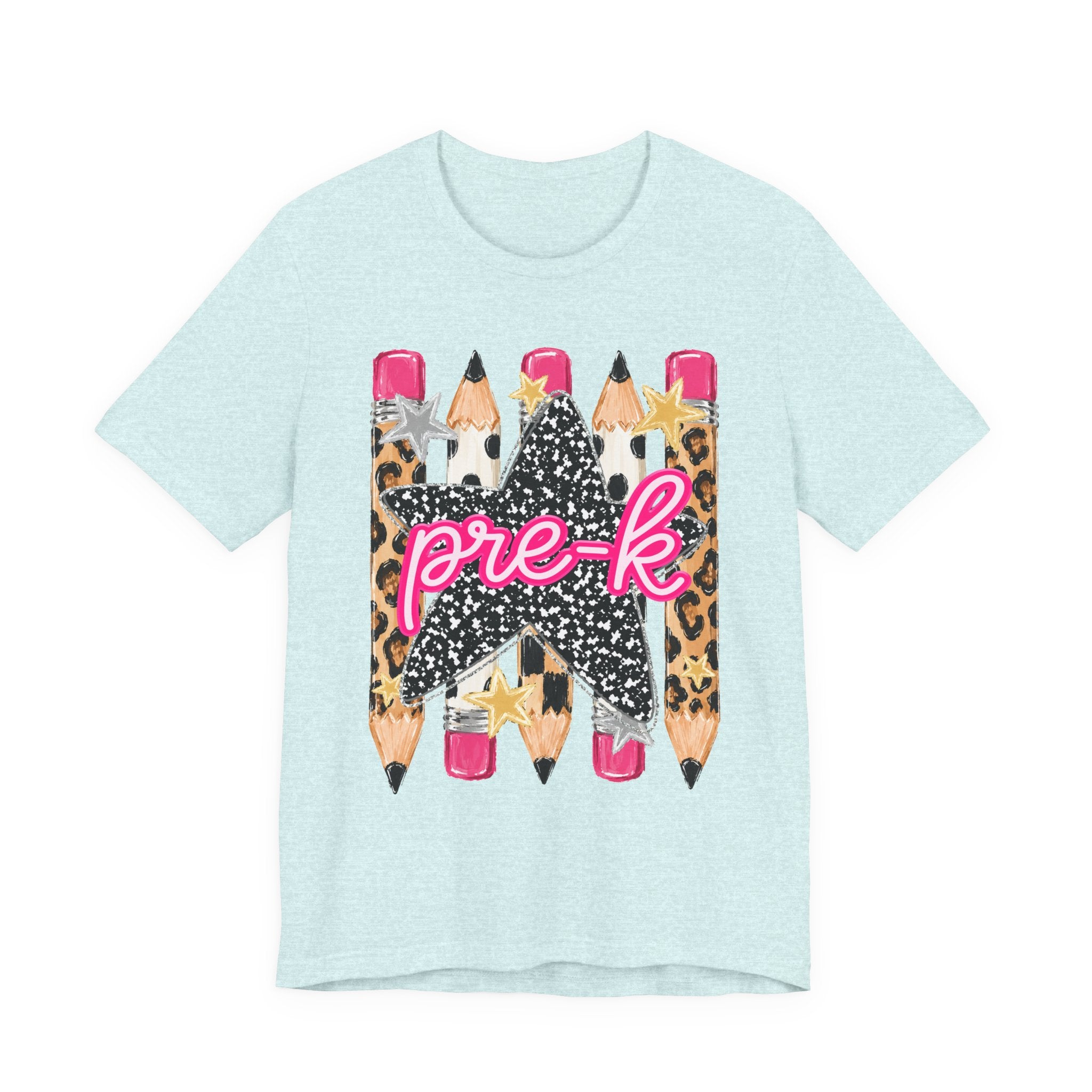 Pre-K Star Pencil T-Shirt — Cute Leopard School Teacher Tee