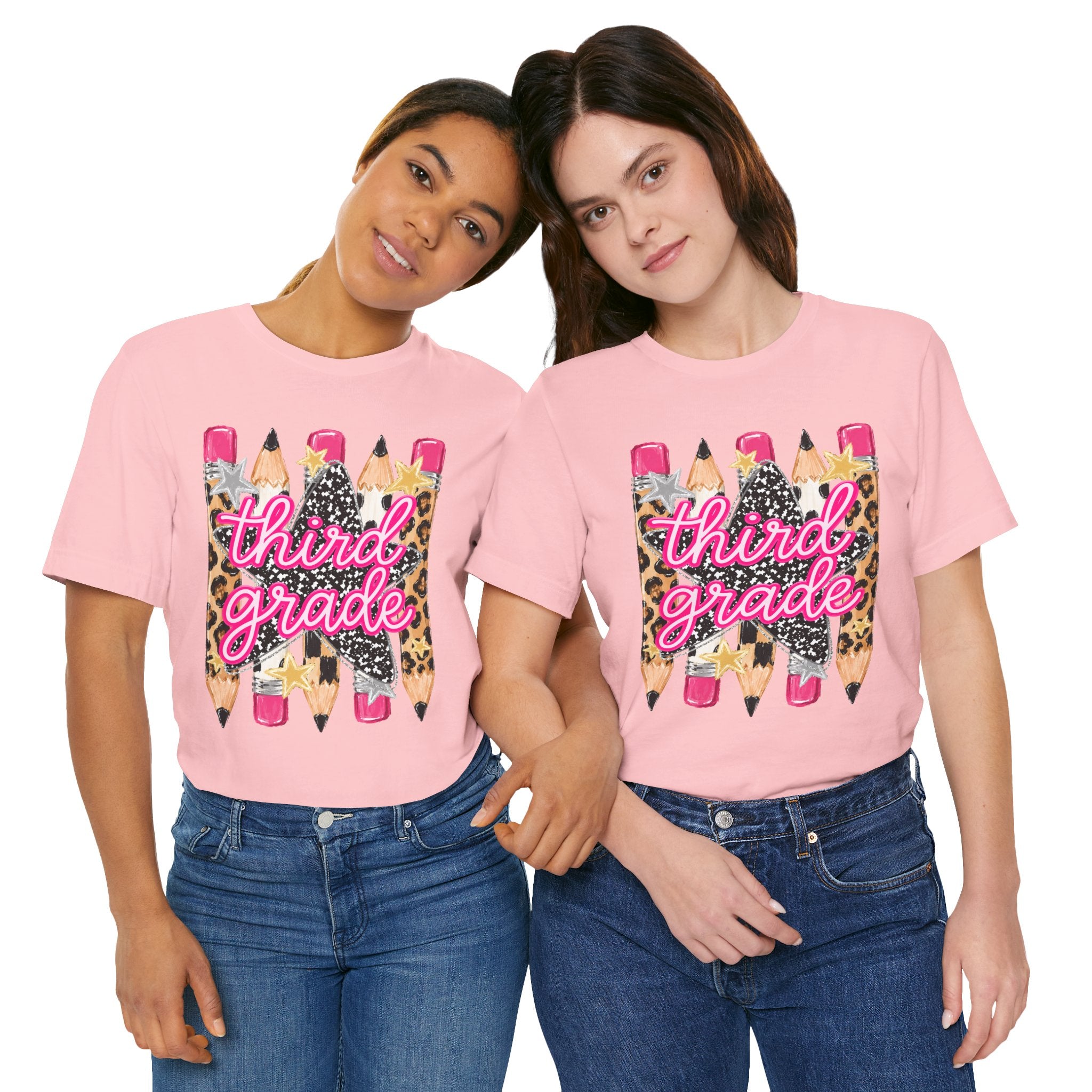 Third Grade Pencils T‑Shirt — Leopard & Glitter Back-to-School Tee