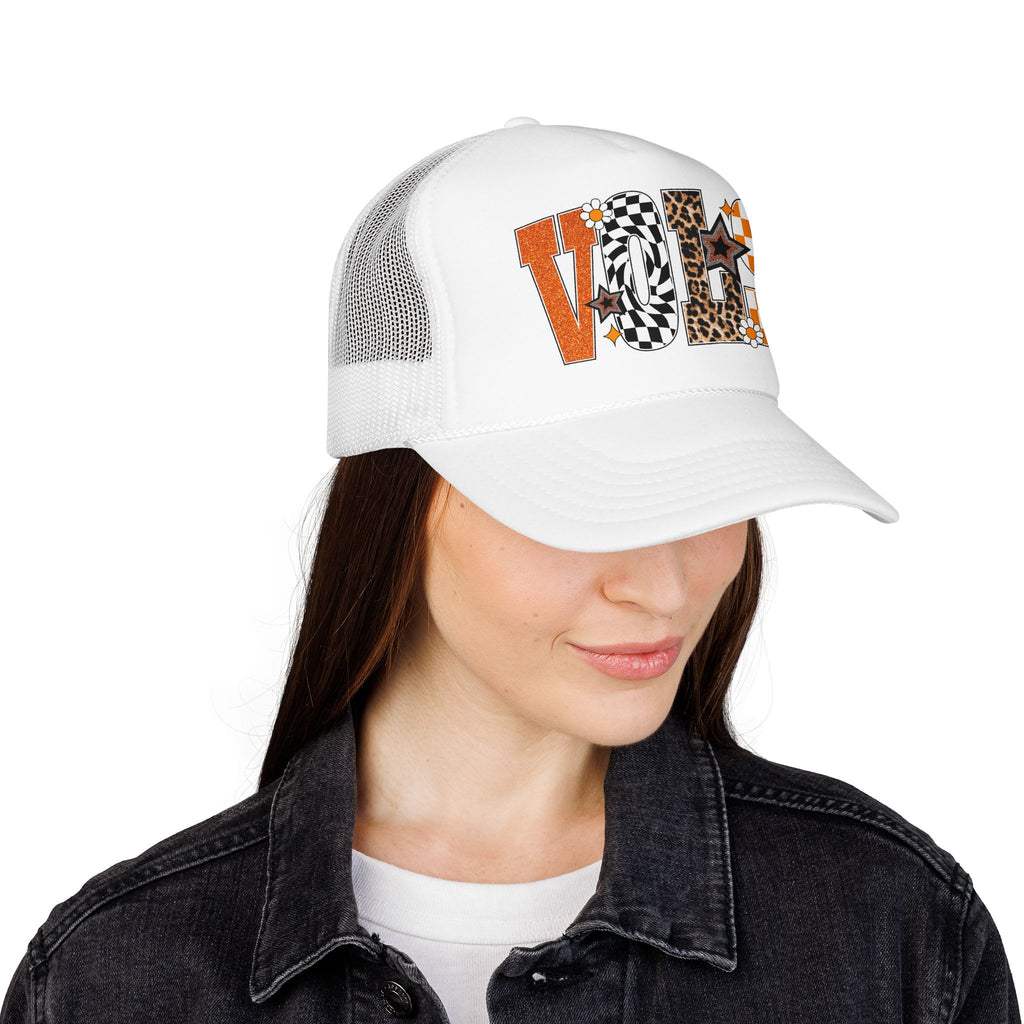 VOLS Foam Trucker Hat — Checker, Leopard & Retro Orange Design