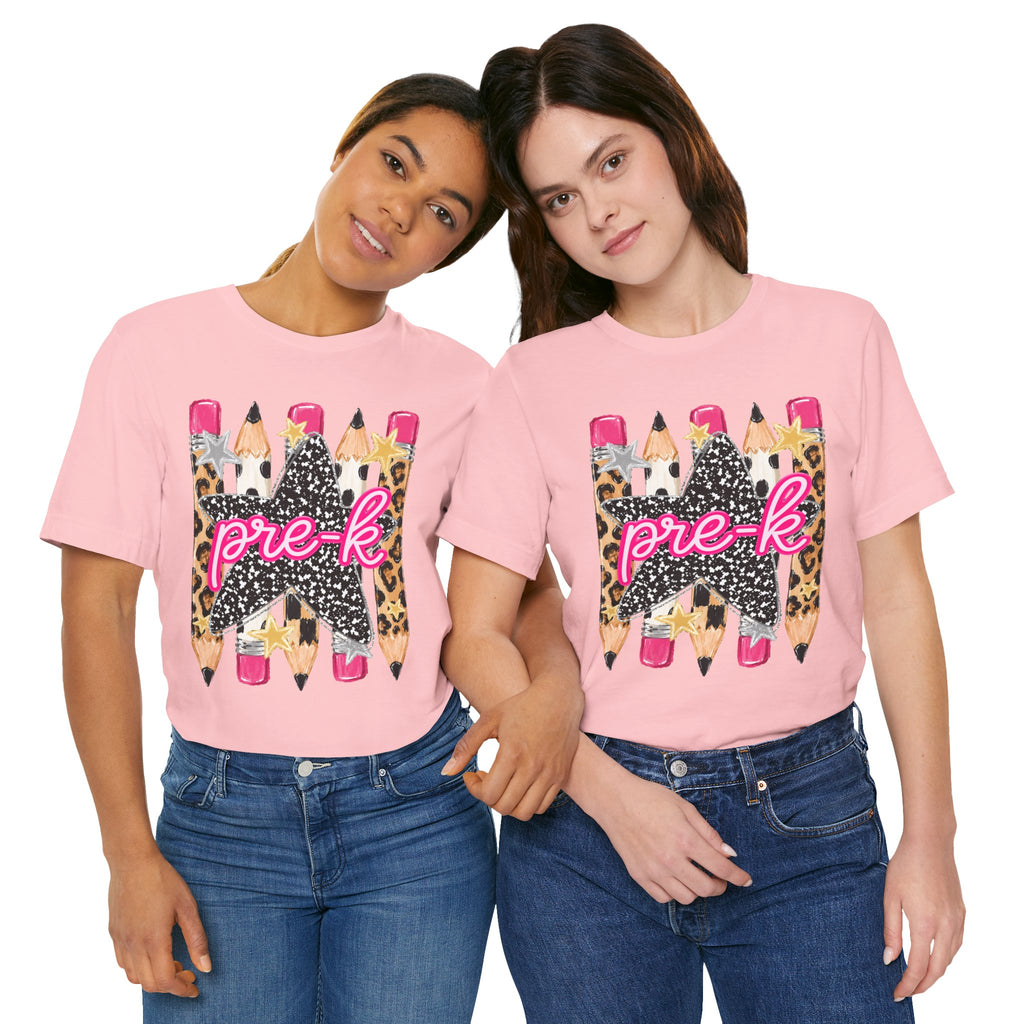 Pre-K Star Pencil T-Shirt — Cute Leopard School Teacher Tee