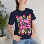 First Grade Pencils Leopard Print Kids Tee