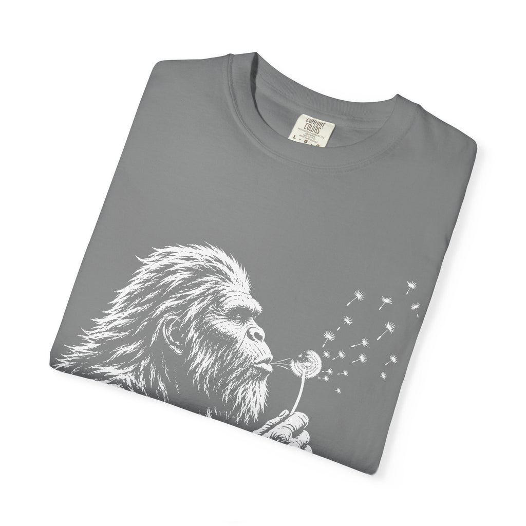 Bigfoot Dandelion T-Shirt — Whimsical Sasquatch Graphic Tee