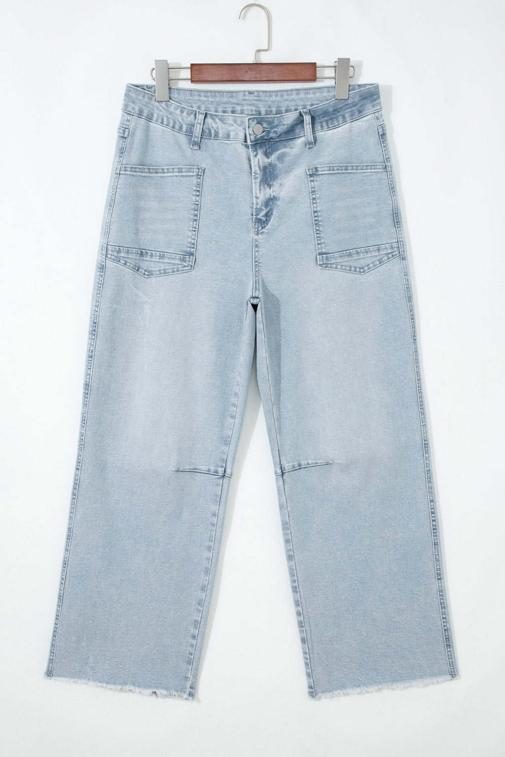 Beau Blue Frayed Cropped Straight Jeans