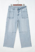 Beau Blue Frayed Cropped Straight Jeans