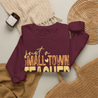 Small‑Town Teacher Sweatshirt | Cozy Crewneck for Educators | Distressed Yellow & Orange Lettering