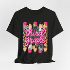 Third Grade Pencils T‑Shirt — Leopard & Glitter Back-to-School Tee