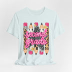 Second Grade Pencil Leopard Print T-Shirt — Back to School Teacher & Student Tee