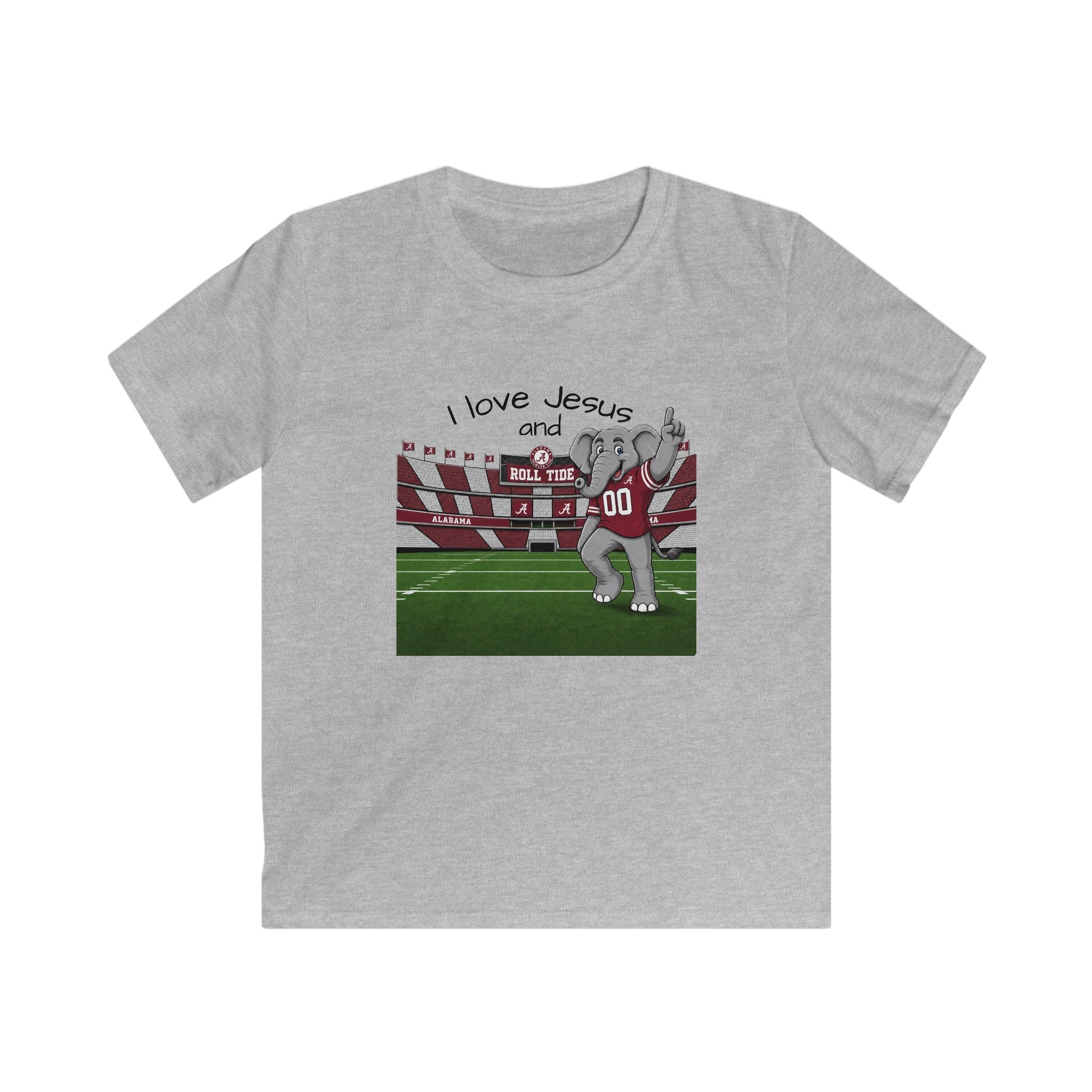 Kids T-Shirt - "I Love Jesus and Roll Tide" Football Mascot Tee