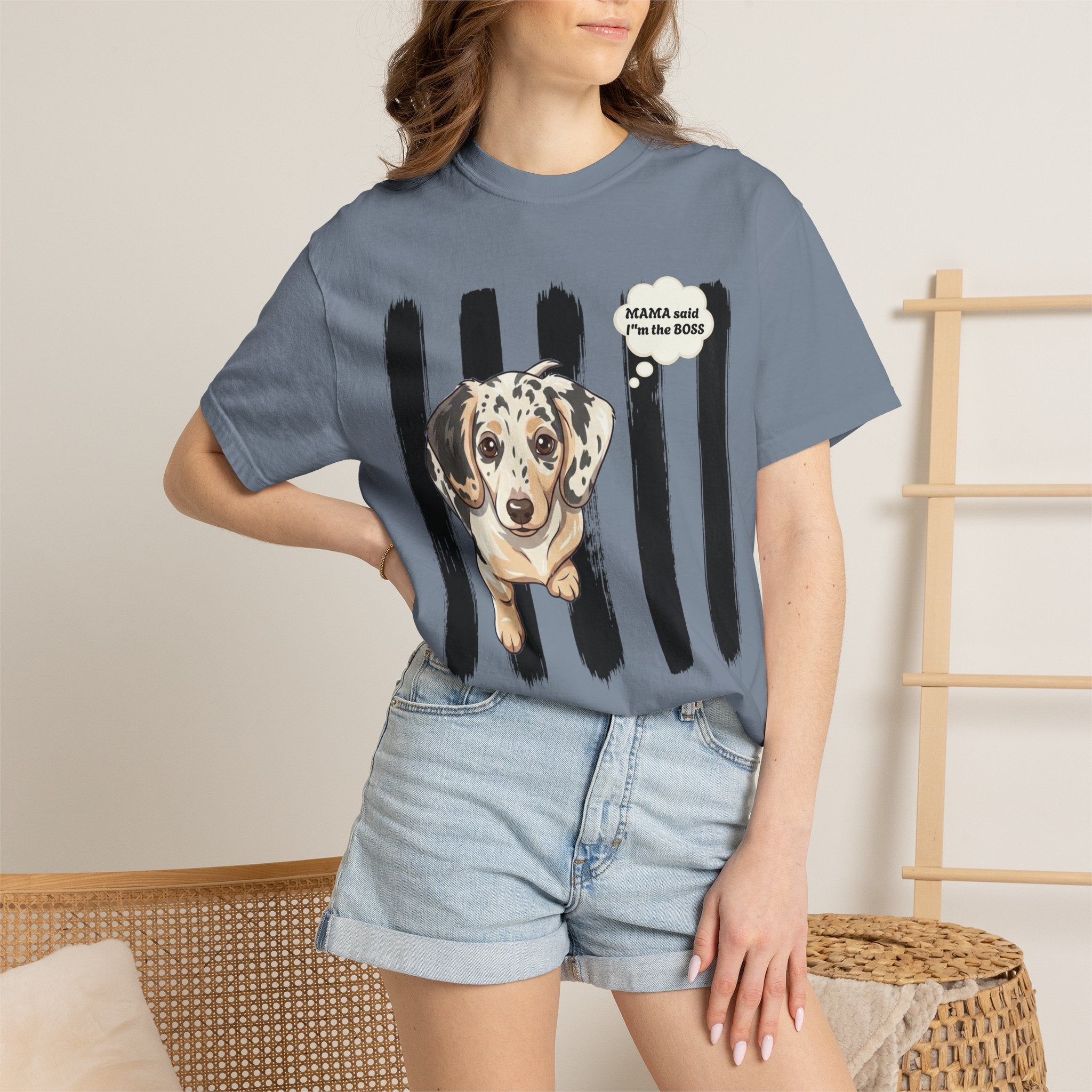 Comfort Colors “Mama Said I’m the Boss” Dachshund Shirt | Funny Dog Graphic Tee