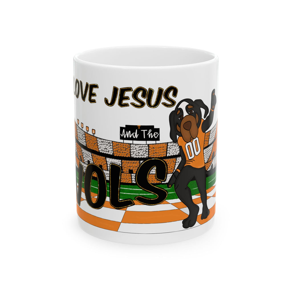 Love Jesus and the Vols Mug — Tennessee Football Fan Ceramic Coffee Cup (11oz, 15oz)