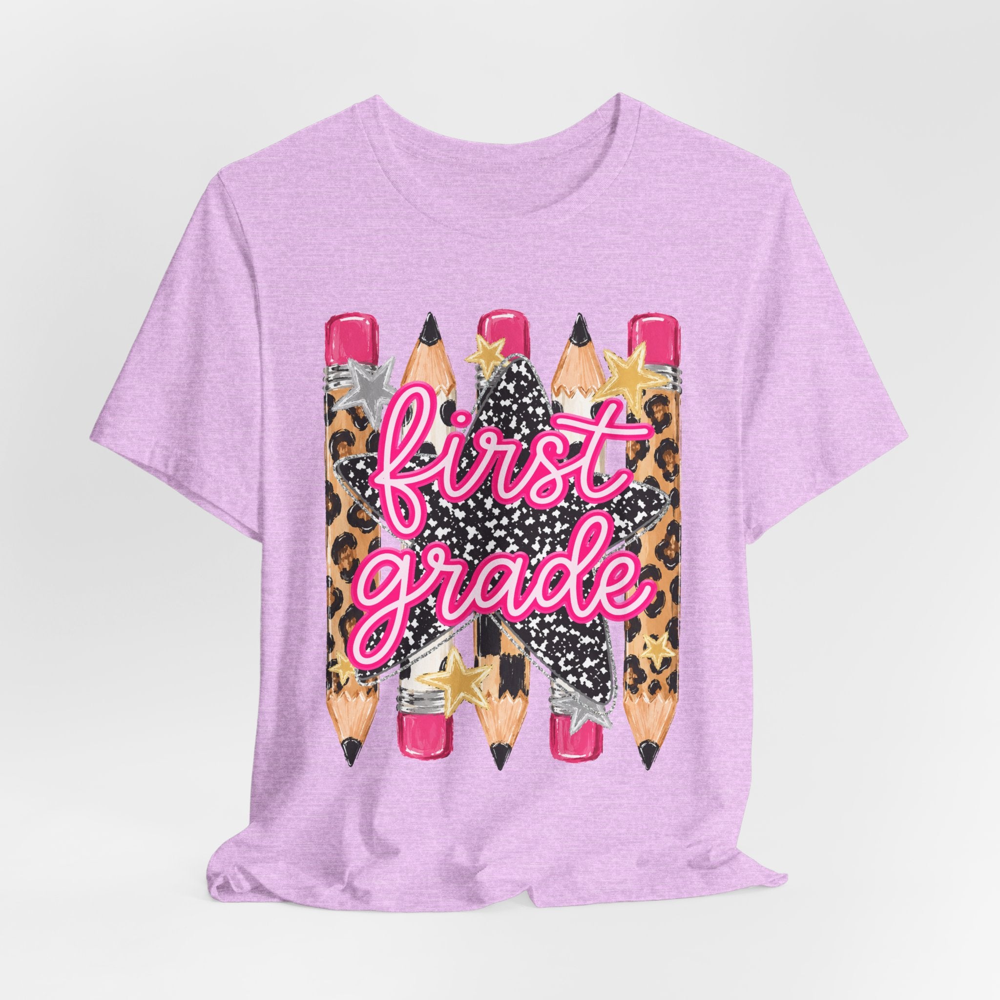 First Grade Pencils Leopard Print Kids Tee