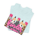 Kindergarten Pencils T-Shirt — Cute Leopard Print School Tee