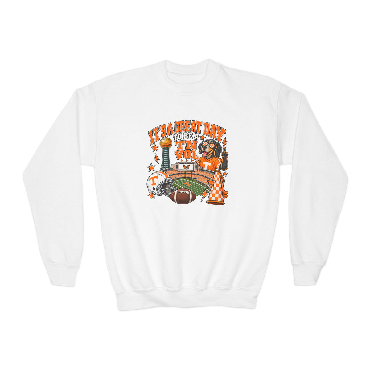It's a great day to be a TN Vol Gildan Youth sweatshirt