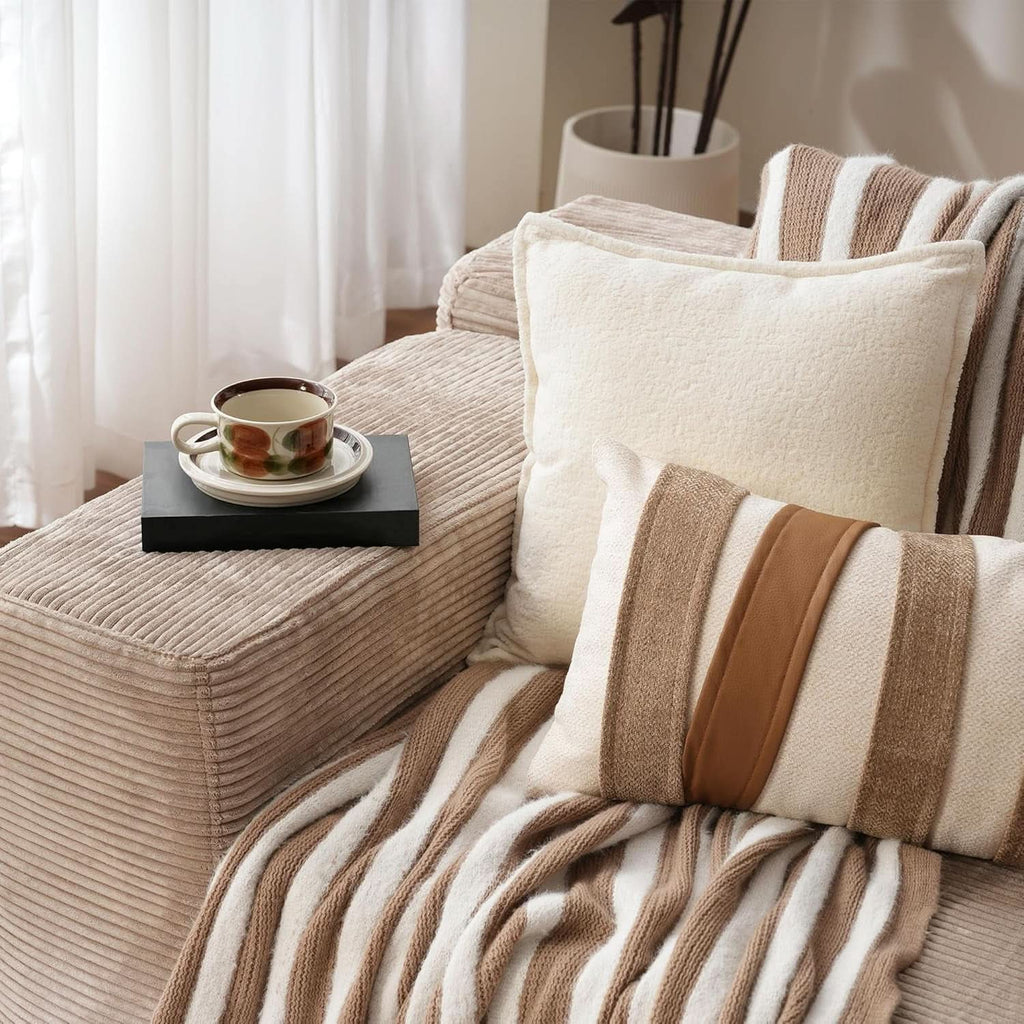 104 Inch Cloud Sectional Couch With L Shaped Chaise Modern Modular Sofa In Camel Corduroy Fabric